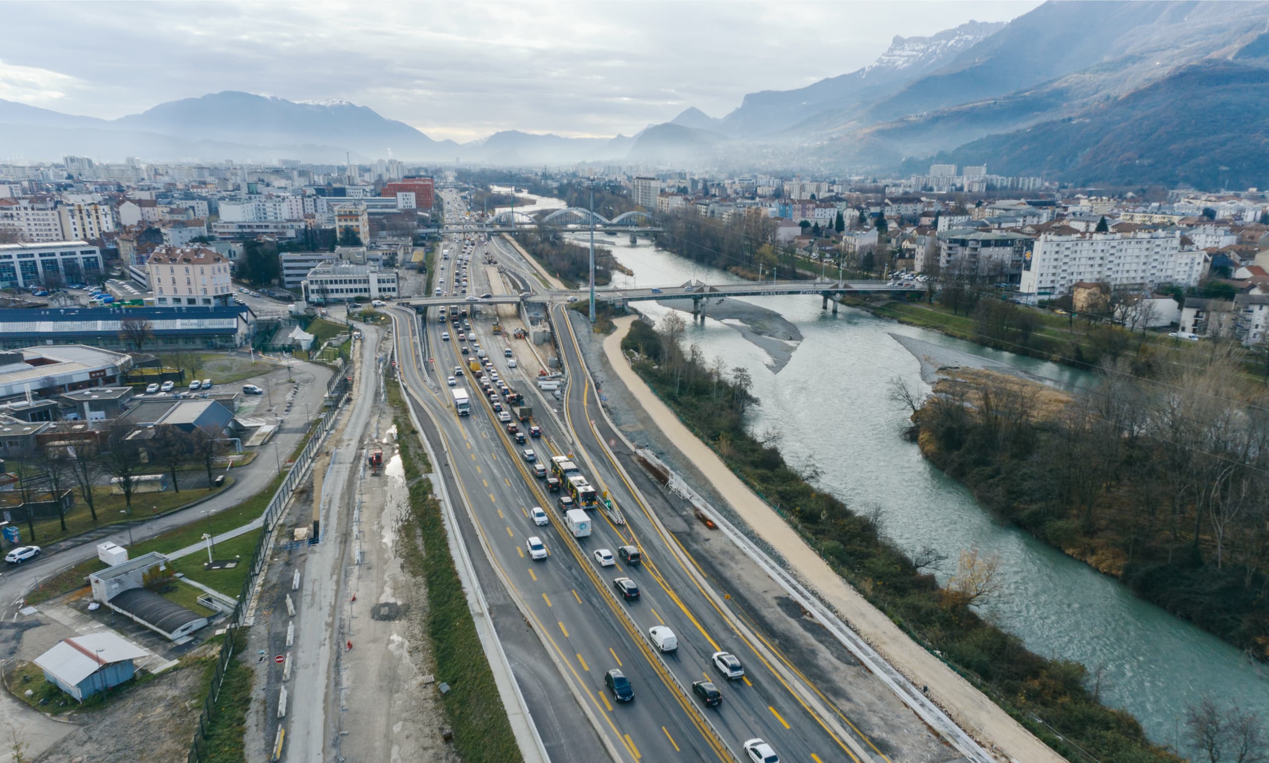autoroute A480 sur le secteur Martyrs à Grenoble