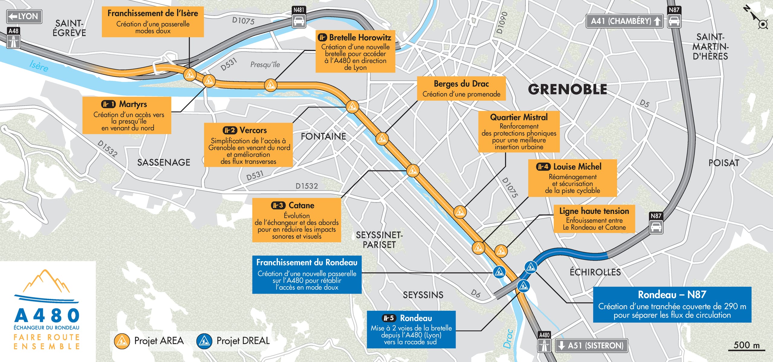 Mise à jour : carte des aménagements réalisés sur A480-Rondeau