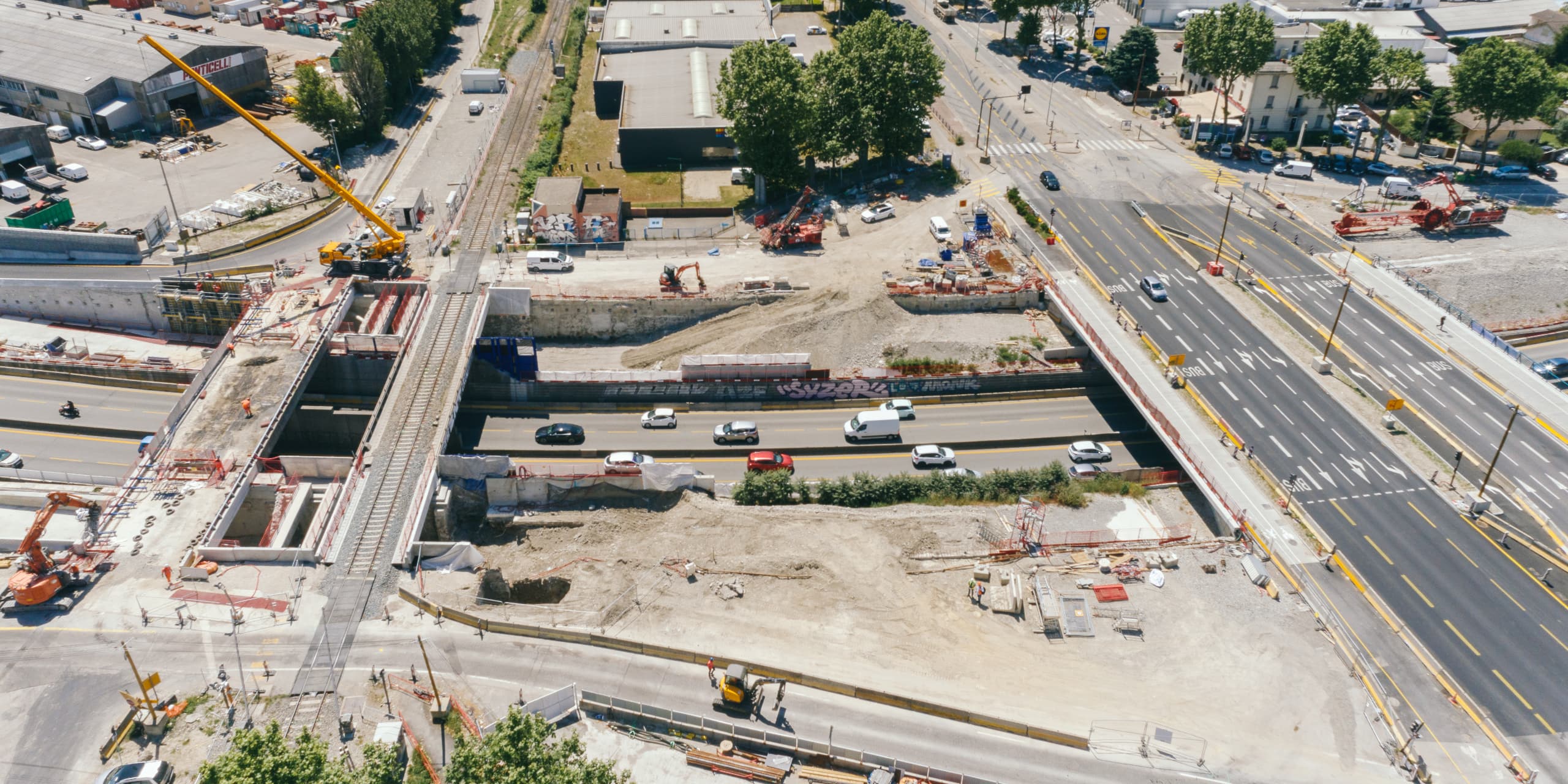 Travaux le long de la N87 par la DREAL dans le cadre du réaménagement du Rondeau sur Grenoble