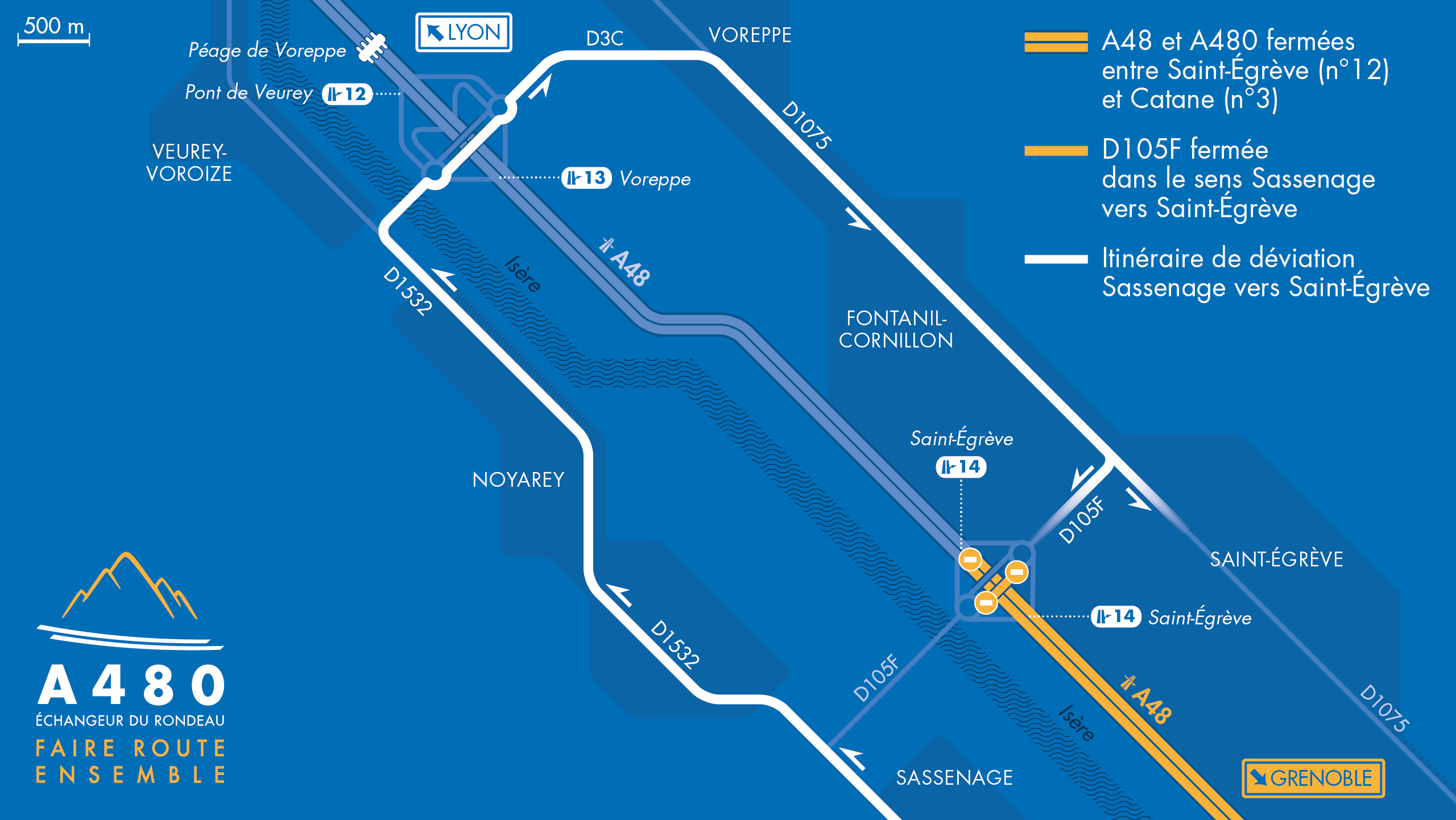 carte de la modification de circulation sur le secteur diffuseur de Saint-Egrève