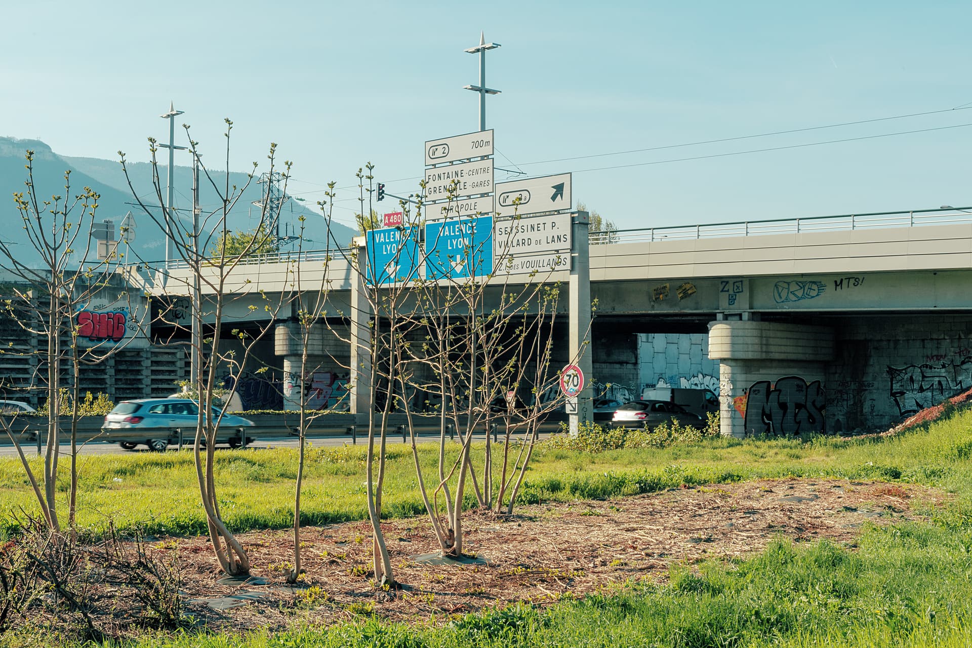 photographie du pont de Catane à Grenoble depuis l'autoroute A480