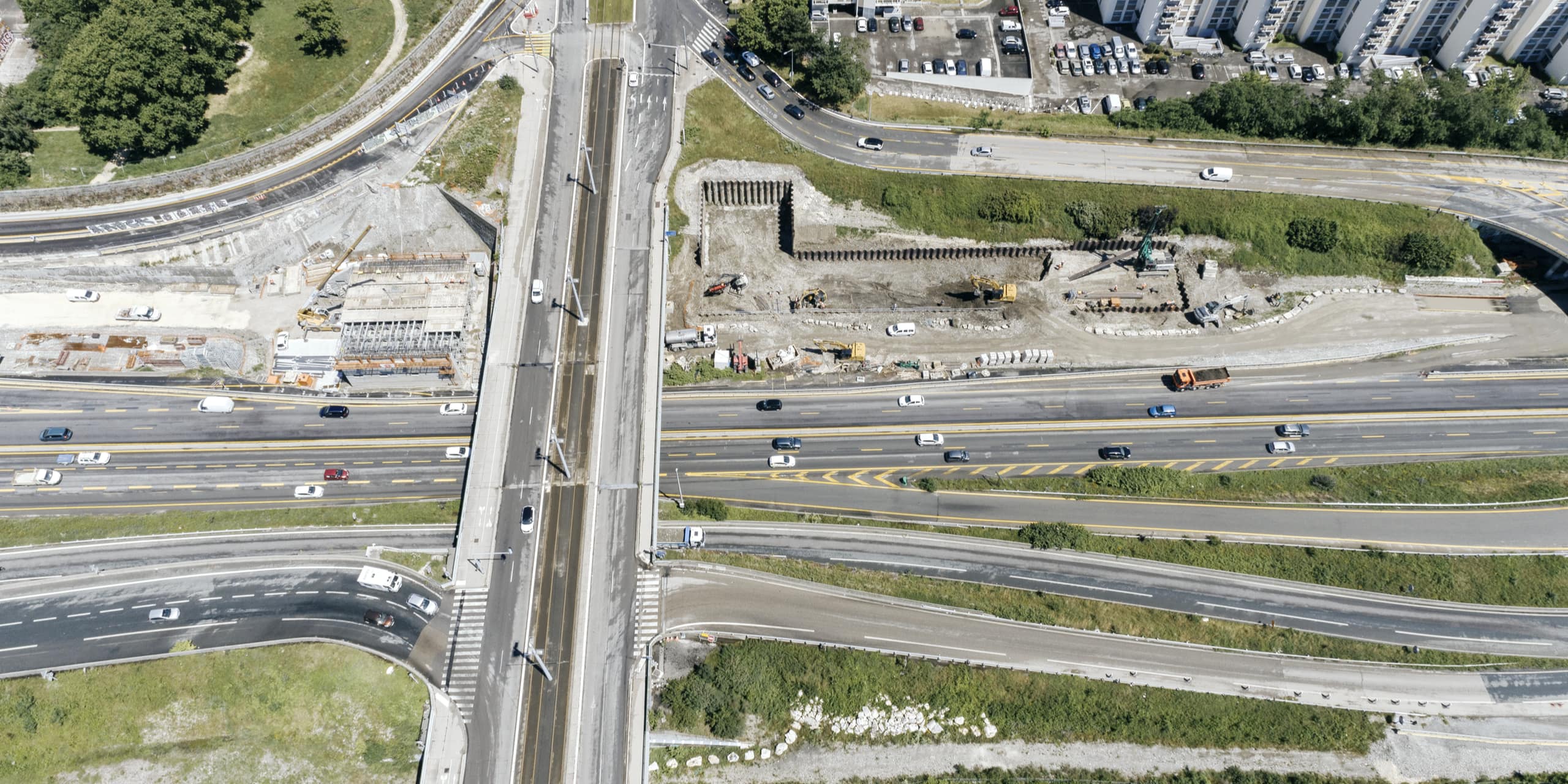 A480 Rondeau, pont de Catane de la ville de Grenoble vu du ciel