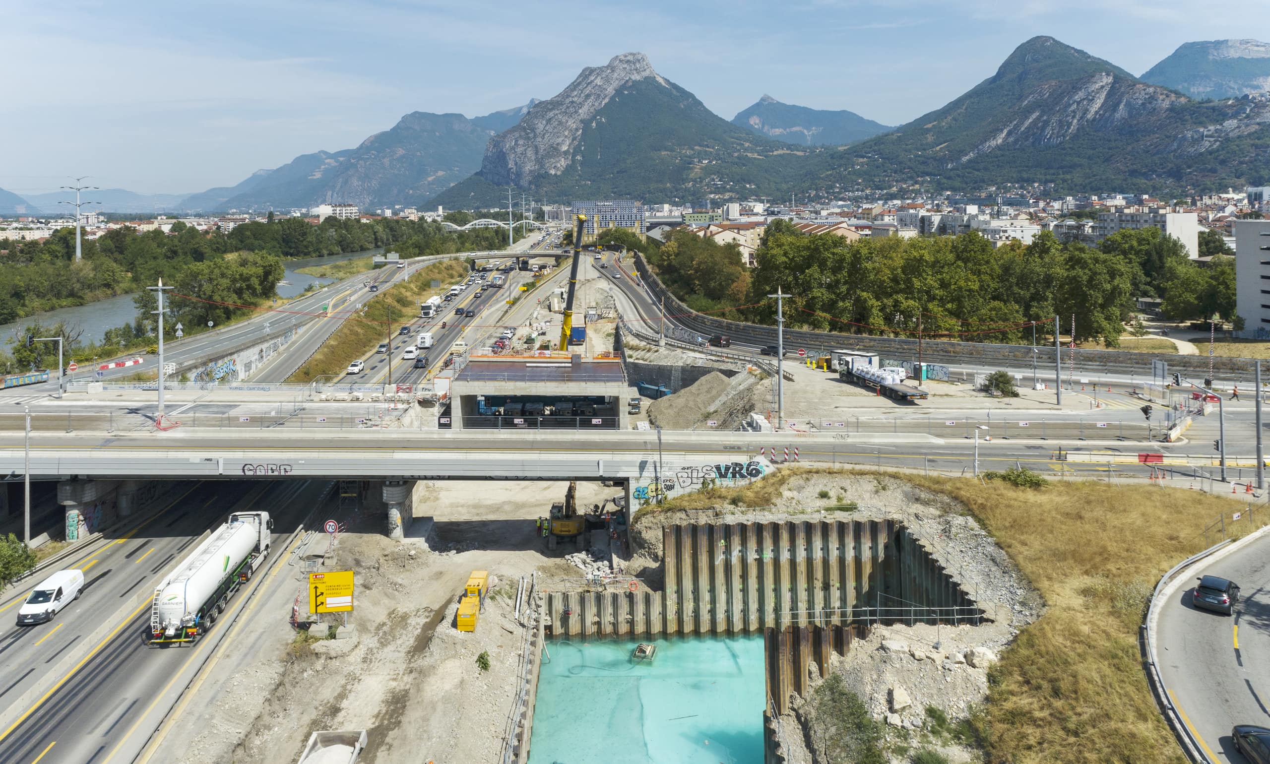 Bassin de rétention et nouveau tablier du pont de Catane à Grenoble