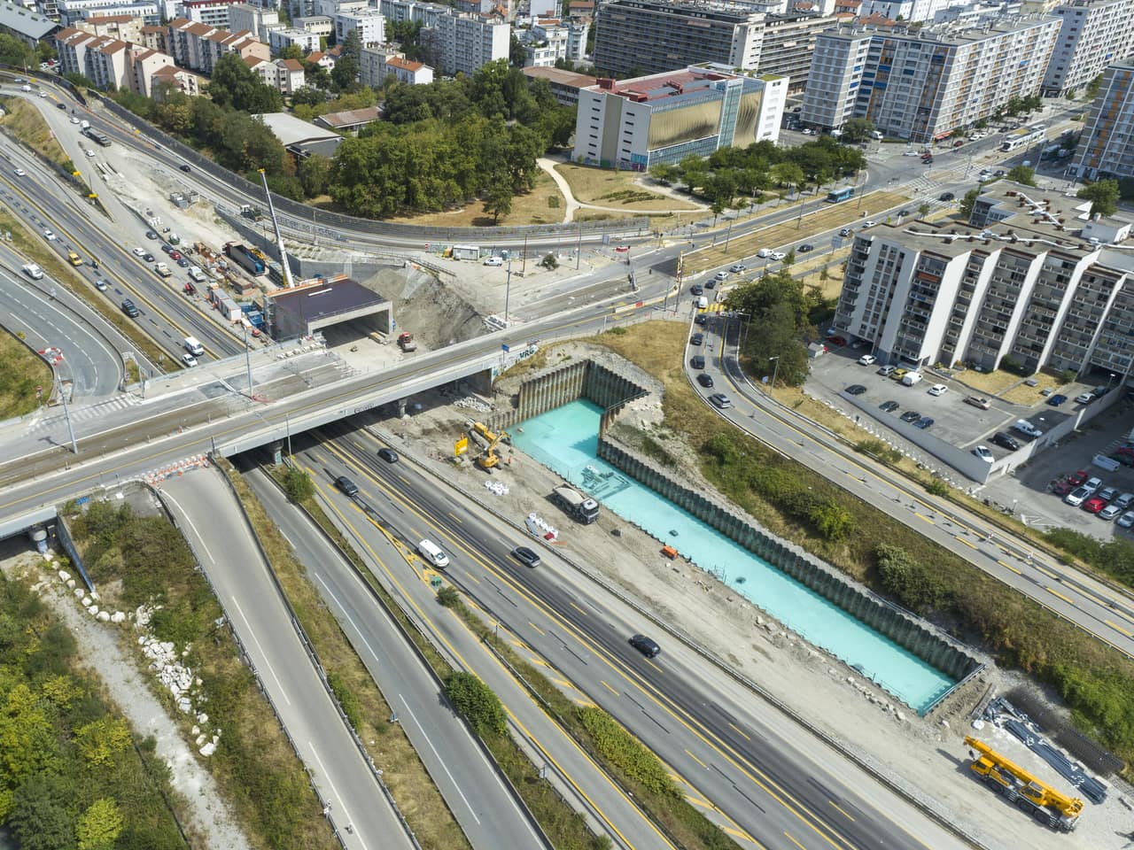 A grenoble, près de l'autoroute A480, pont de Catane vu du ciel