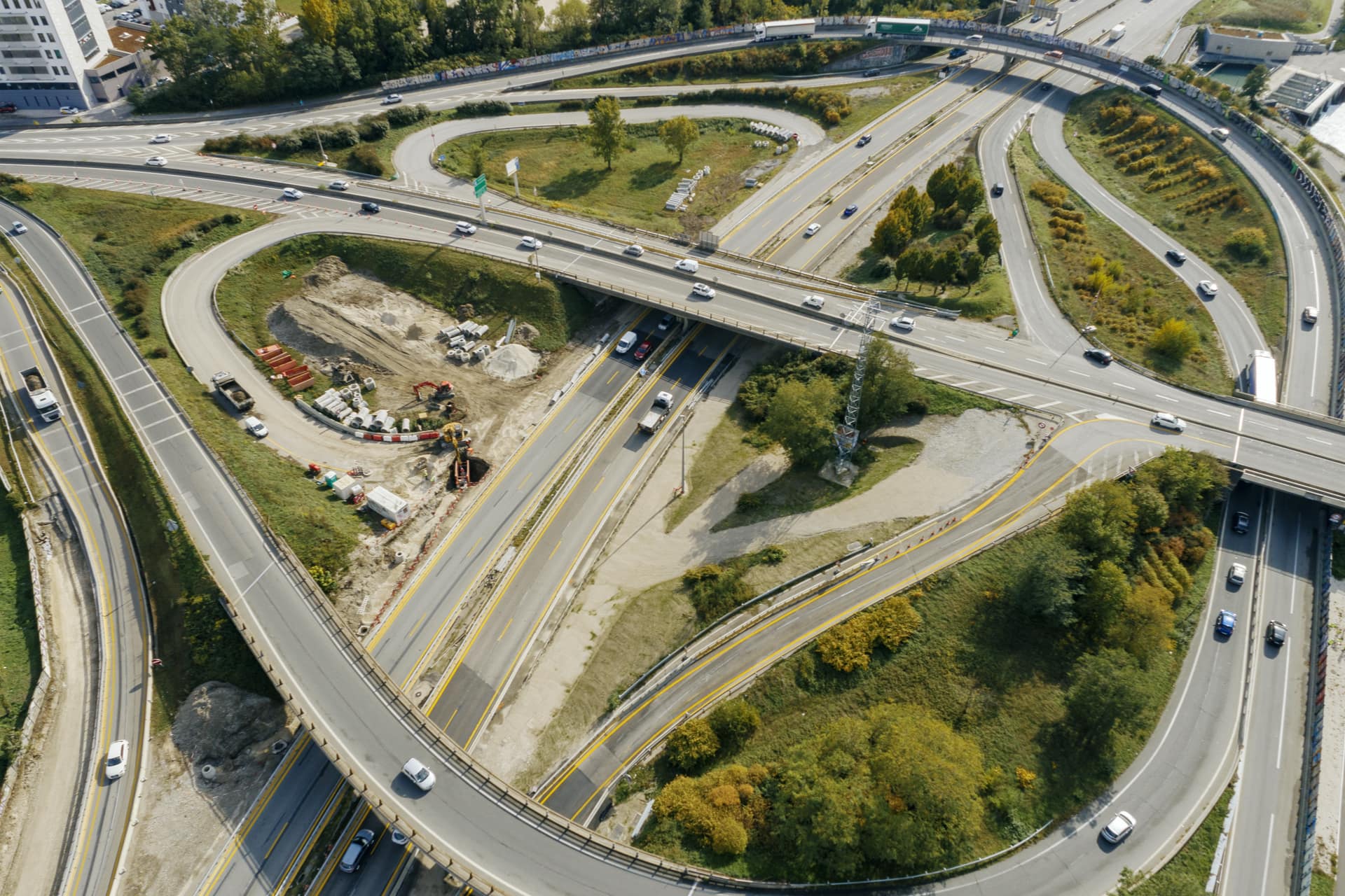 échangeur de Seyssins sur l'autoroute A480 à Grenoble