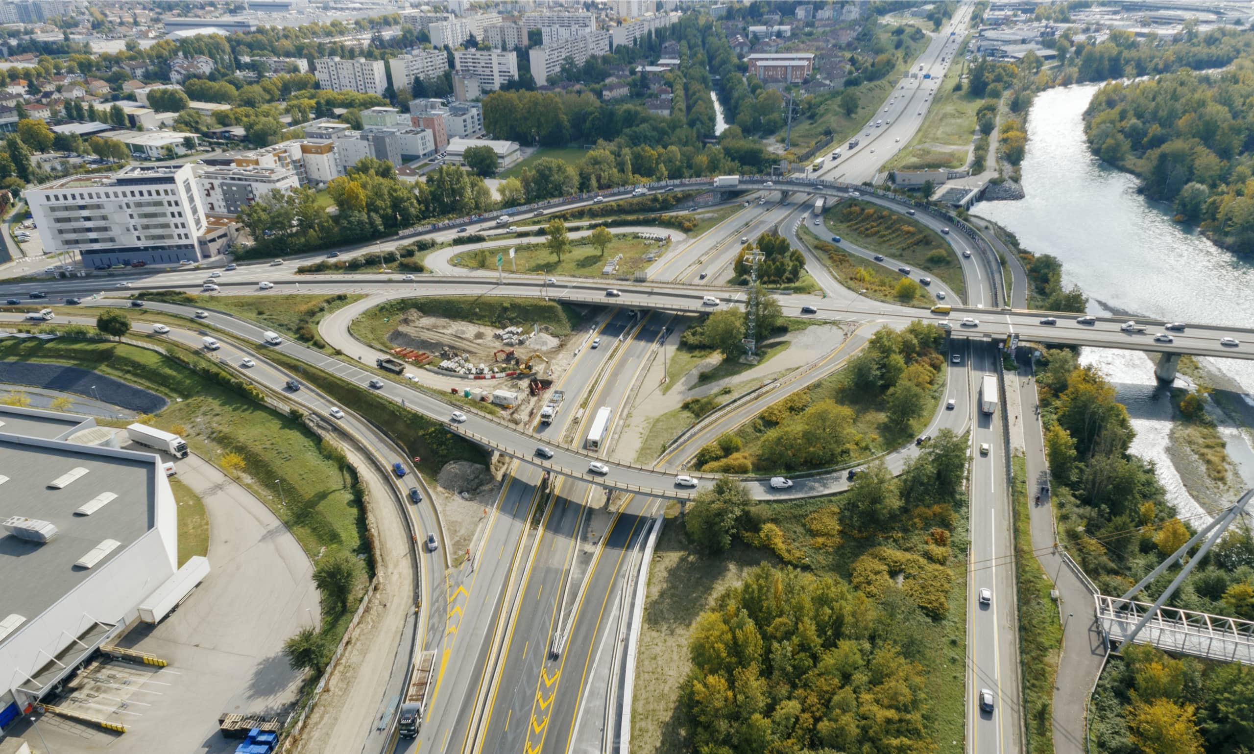 échangeur de Seyssins sur l'autoroute A480 à Grenoble