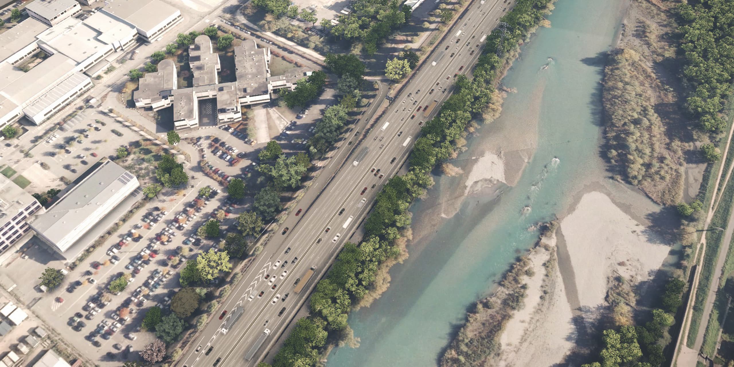 visualisation 3D de la nouvelle bretelle Horowitz sur l'A480 à Grenoble