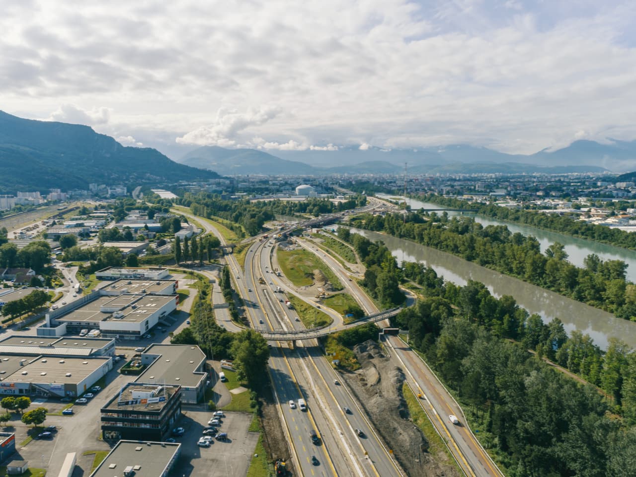 autoroute A480 durant les travaux de réaménagement de cet axe autoroutier urbain