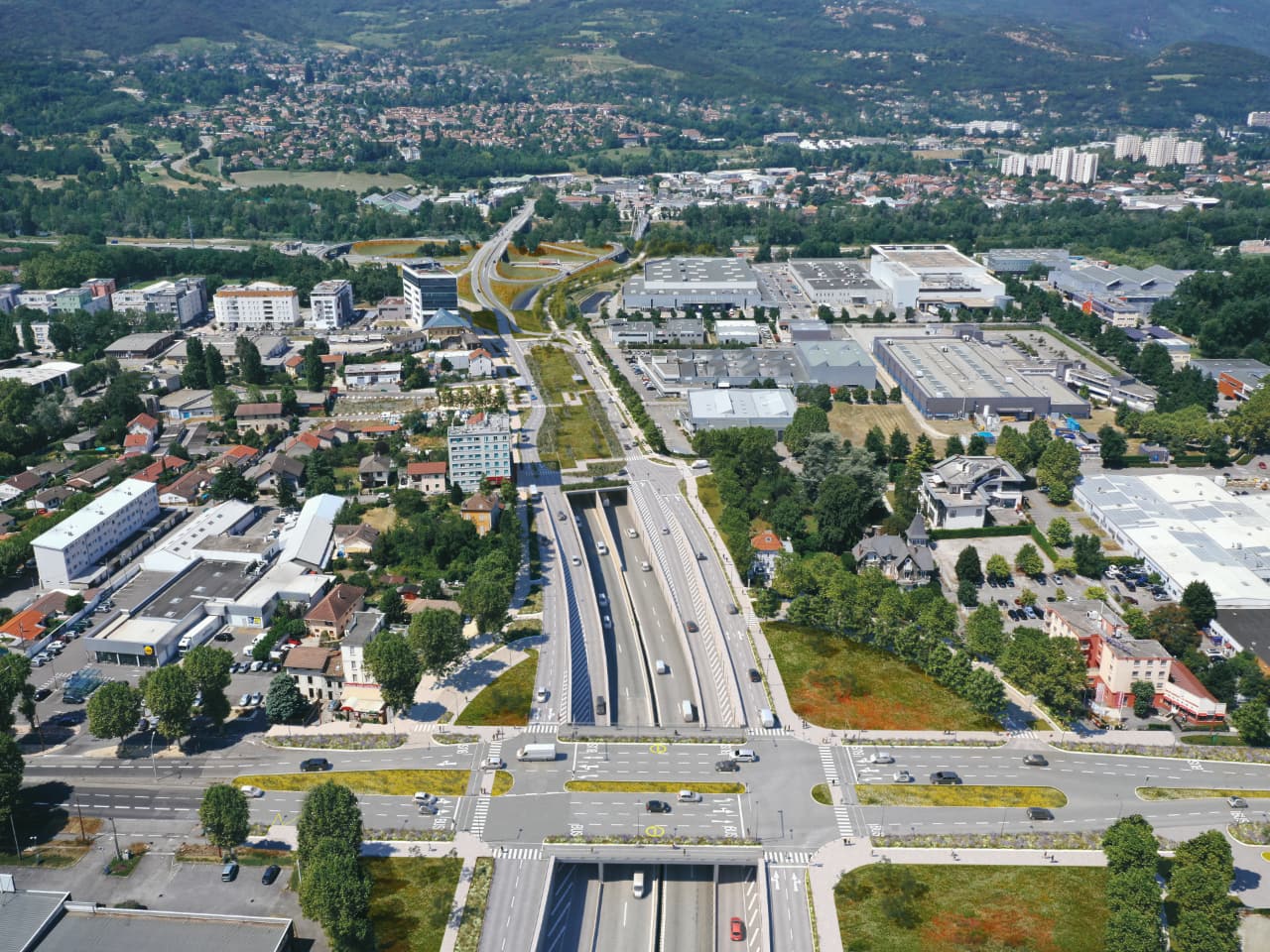 le secteur du Rondeau aménagé vu du ciel