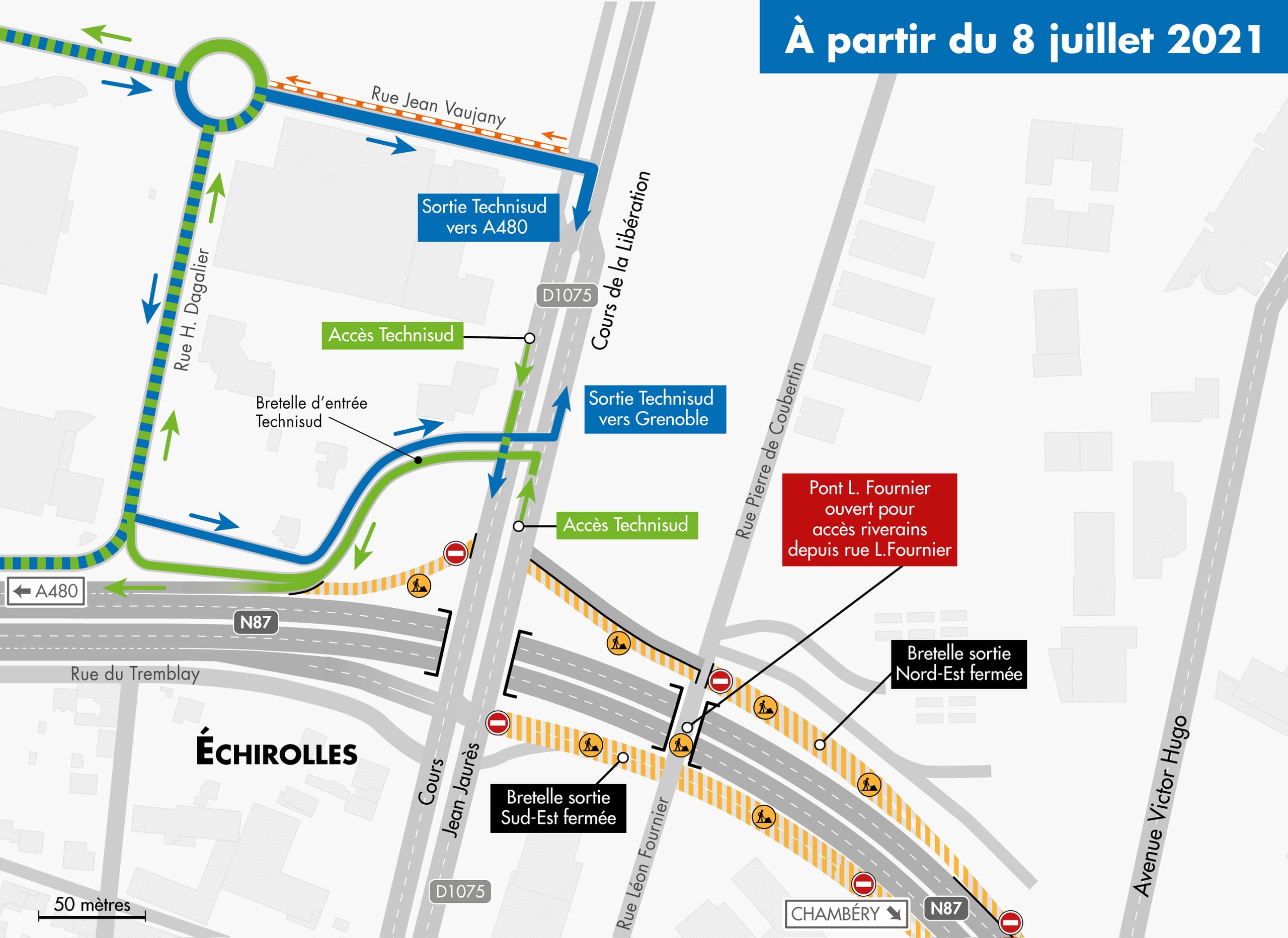 Carte de déviation autour du diffuseur de la libération