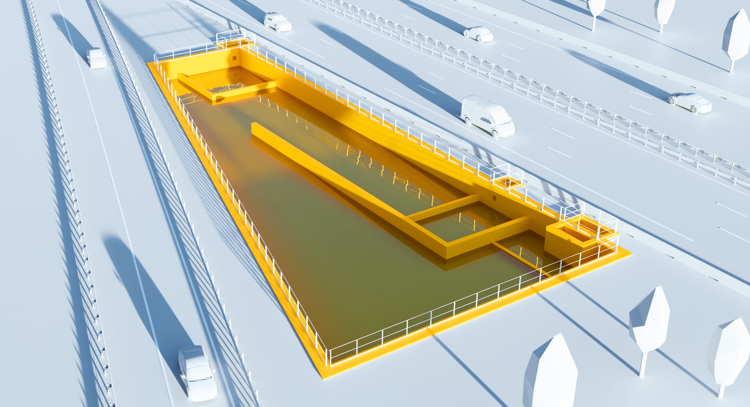 Illustration 3D : bassin d'assainissement