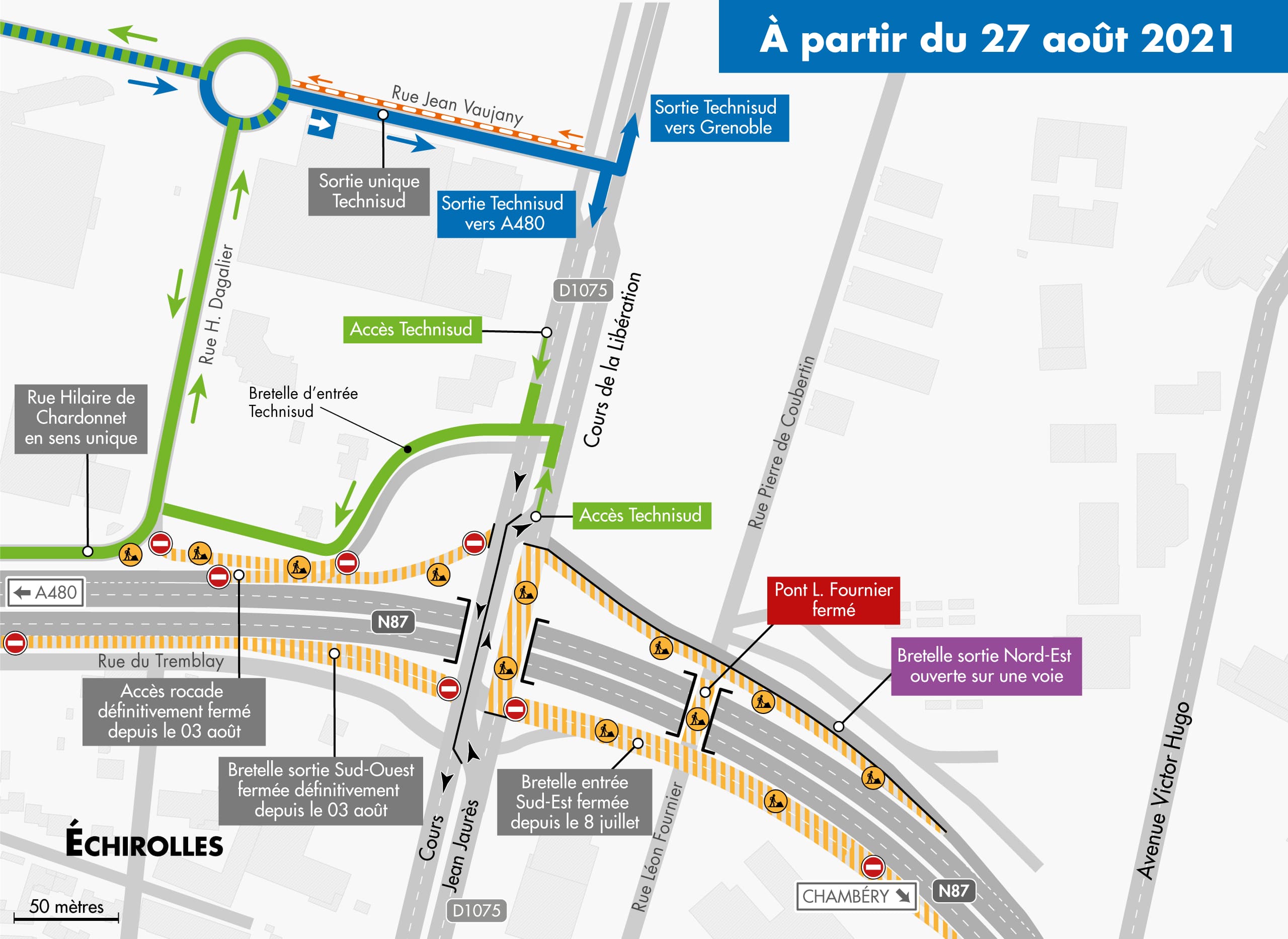 carte de déviation de la DREAL sur le secteur du Rondeau / N87