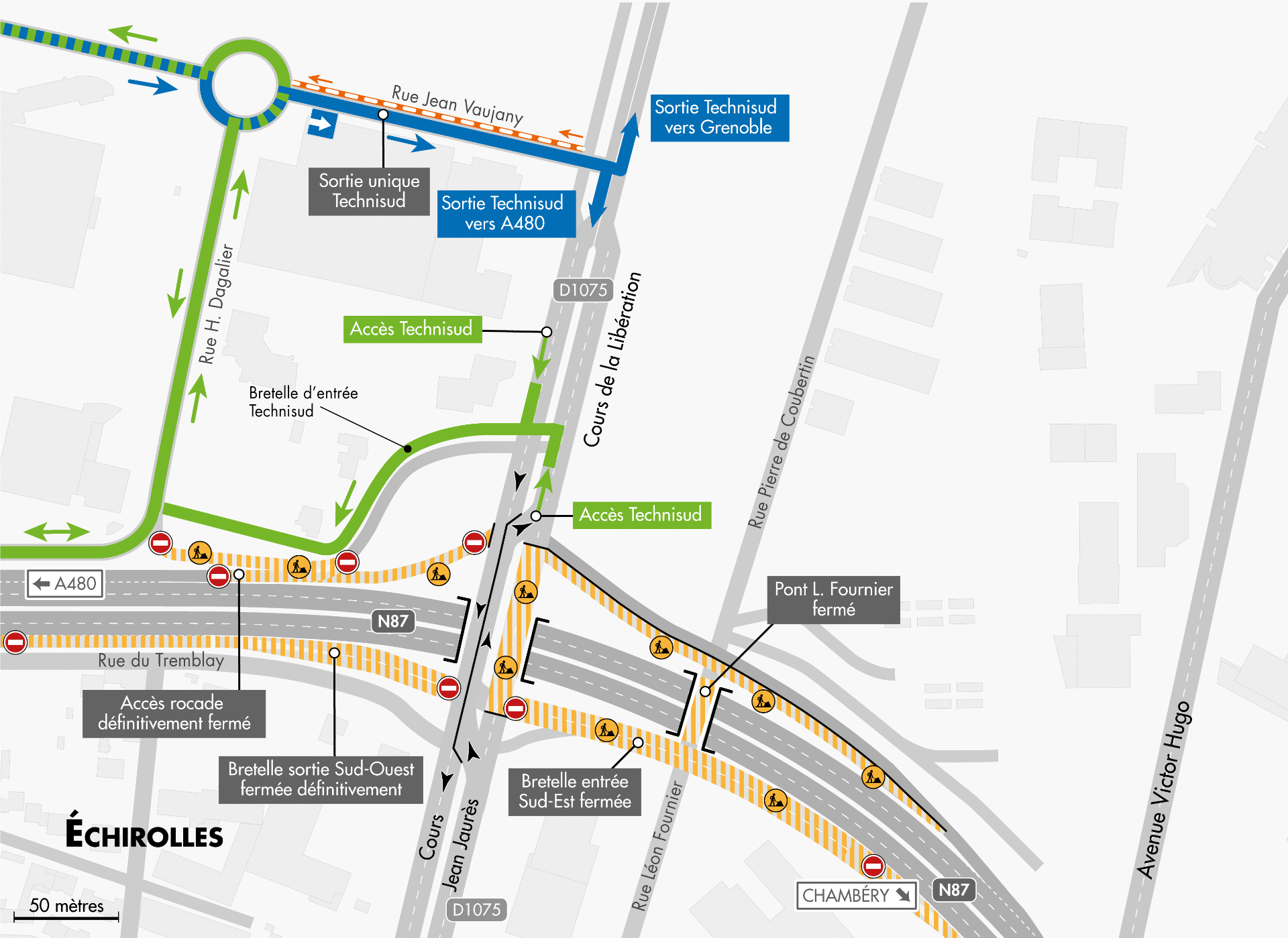 Carte des déviations sur le secteur du Rondeau et de la nationale N87