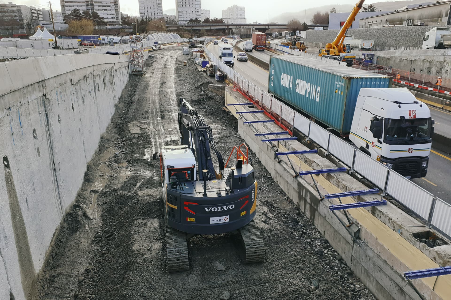 Travaux de terrassement sur le chantier du Rondeau