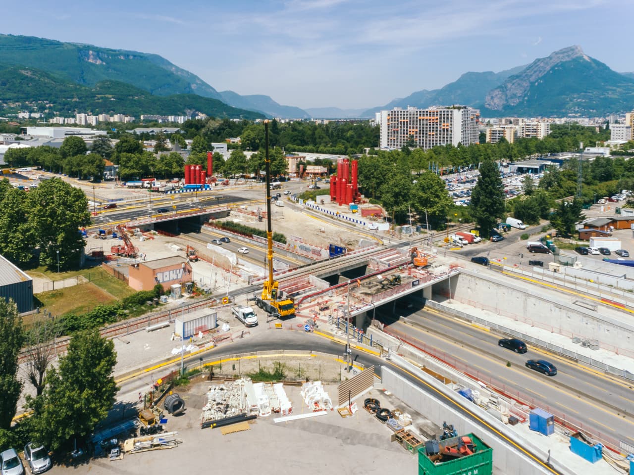 Travaux réalisés par la DREAL sur l'échangeur de Libération à Echirolles