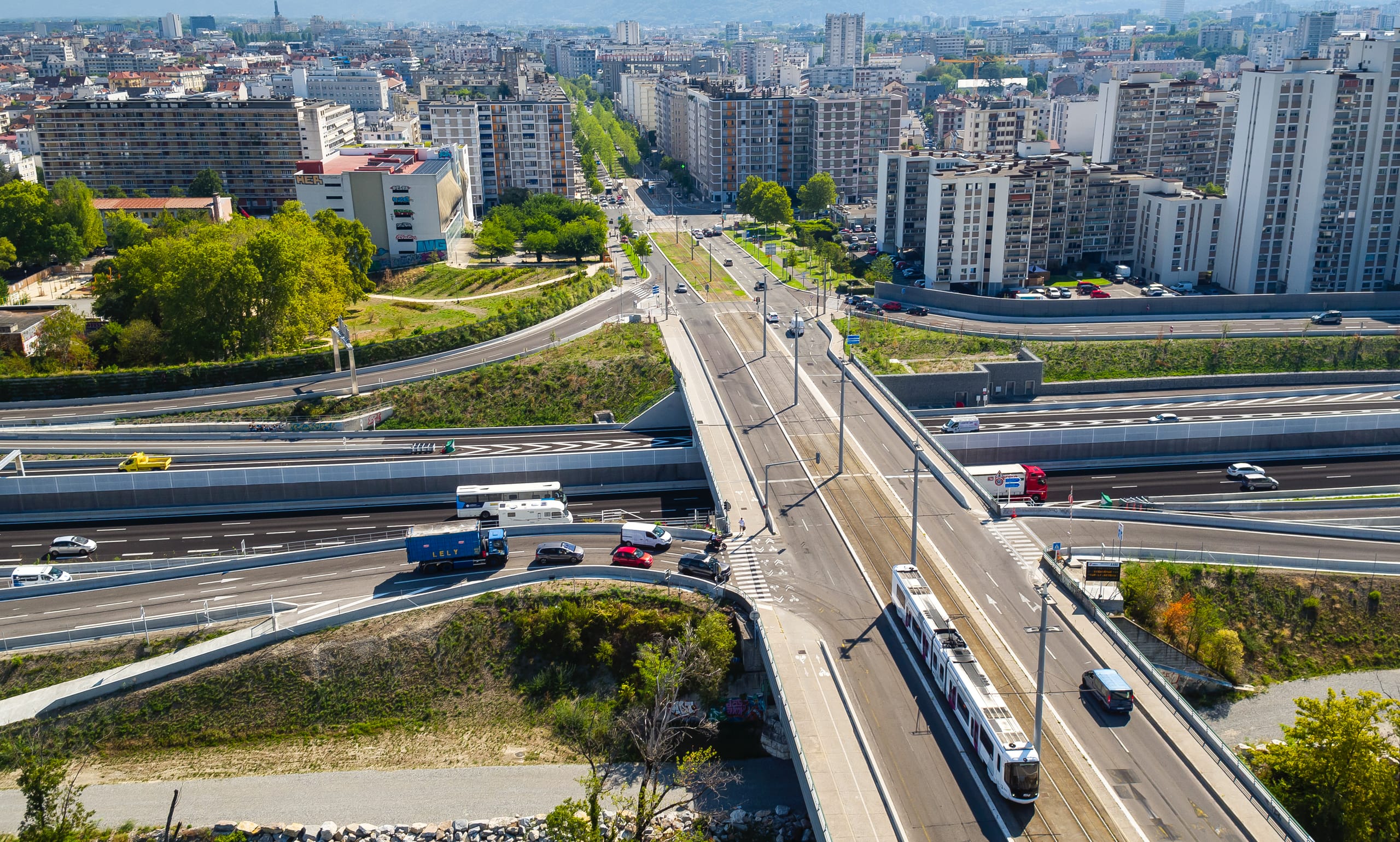 Réseau tramway sur le secteur de Catane à Grenoble