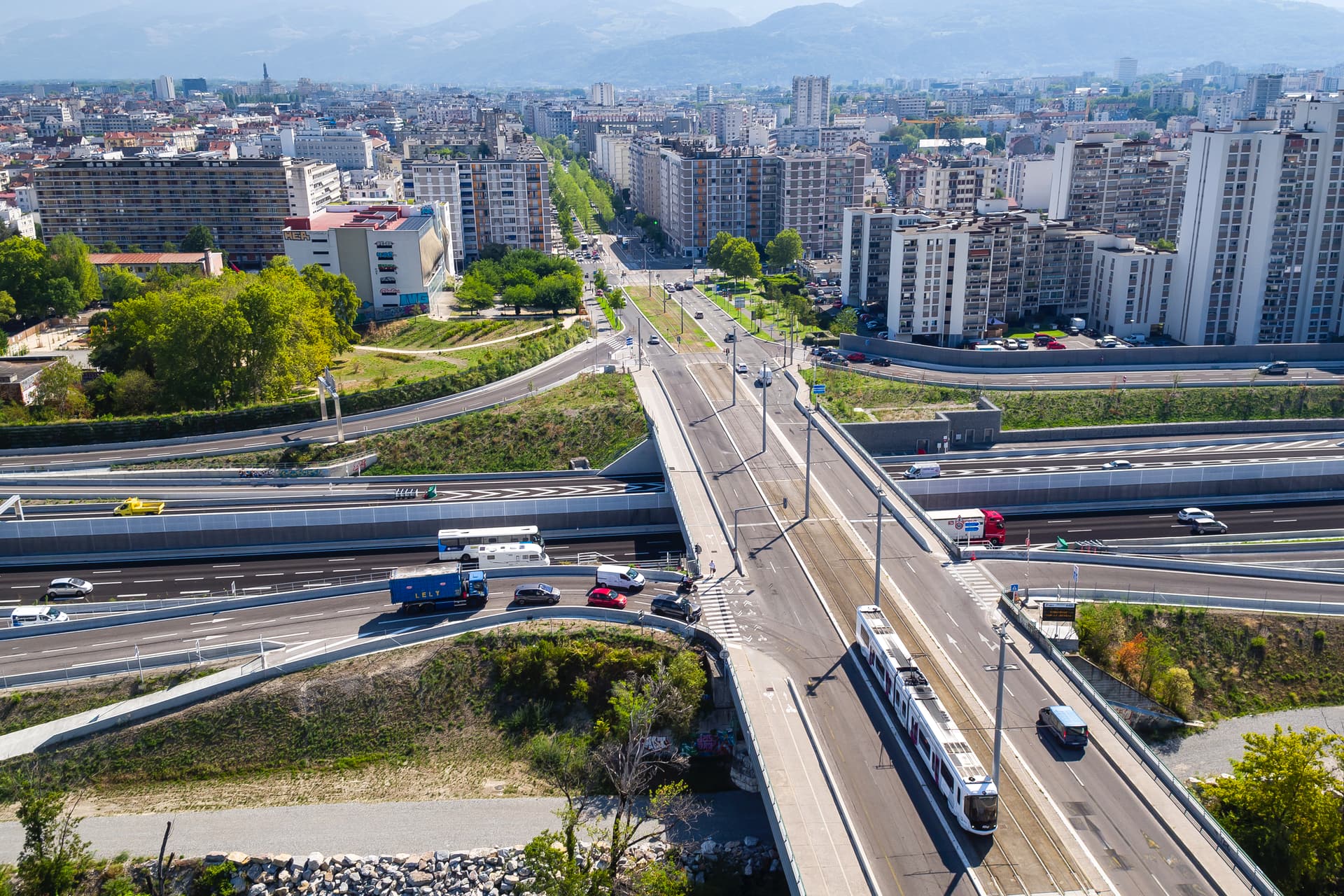 Réseau tramway sur le secteur de Catane à Grenoble