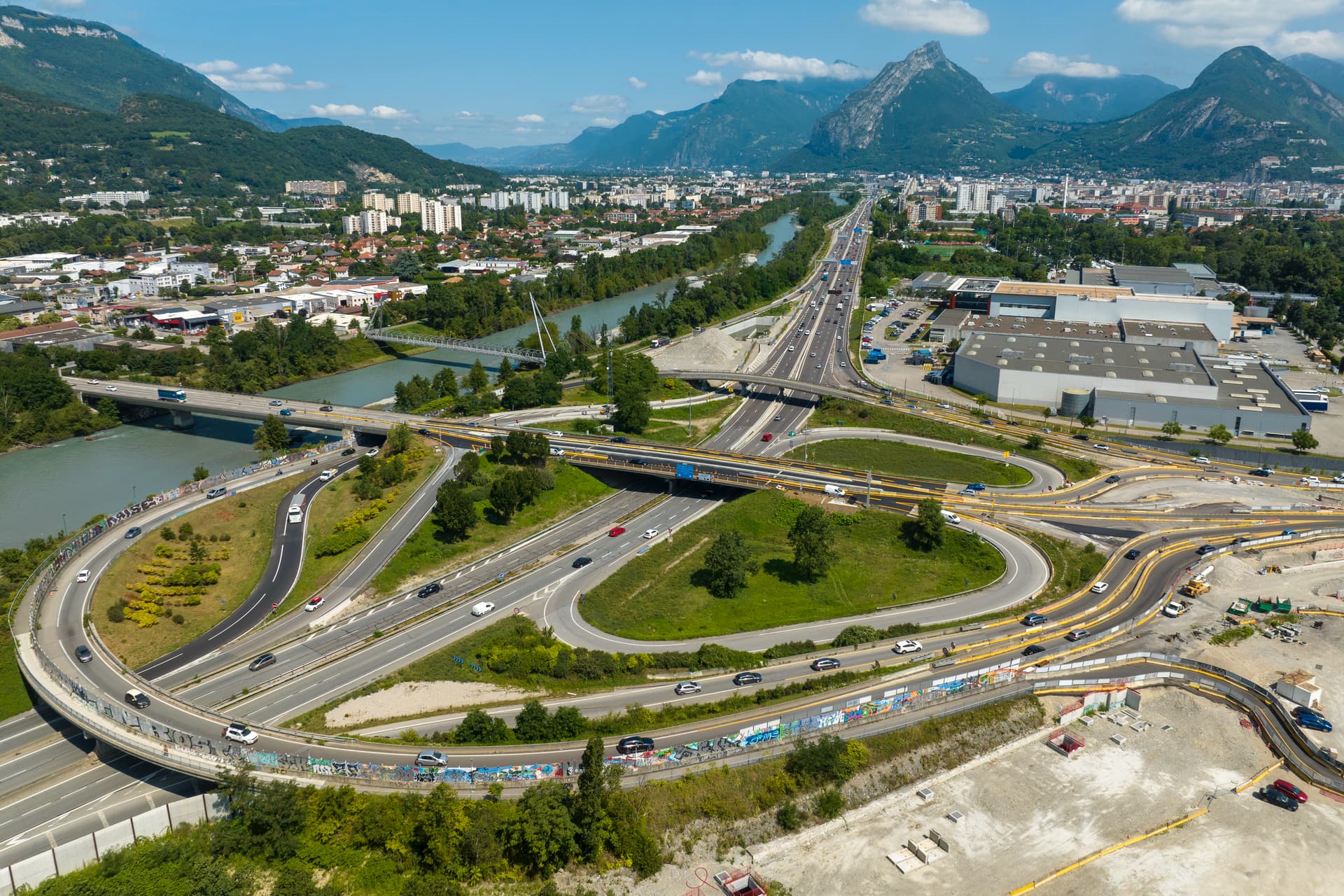 Vue de l'échangeur du Rondeau en direction de Lyon